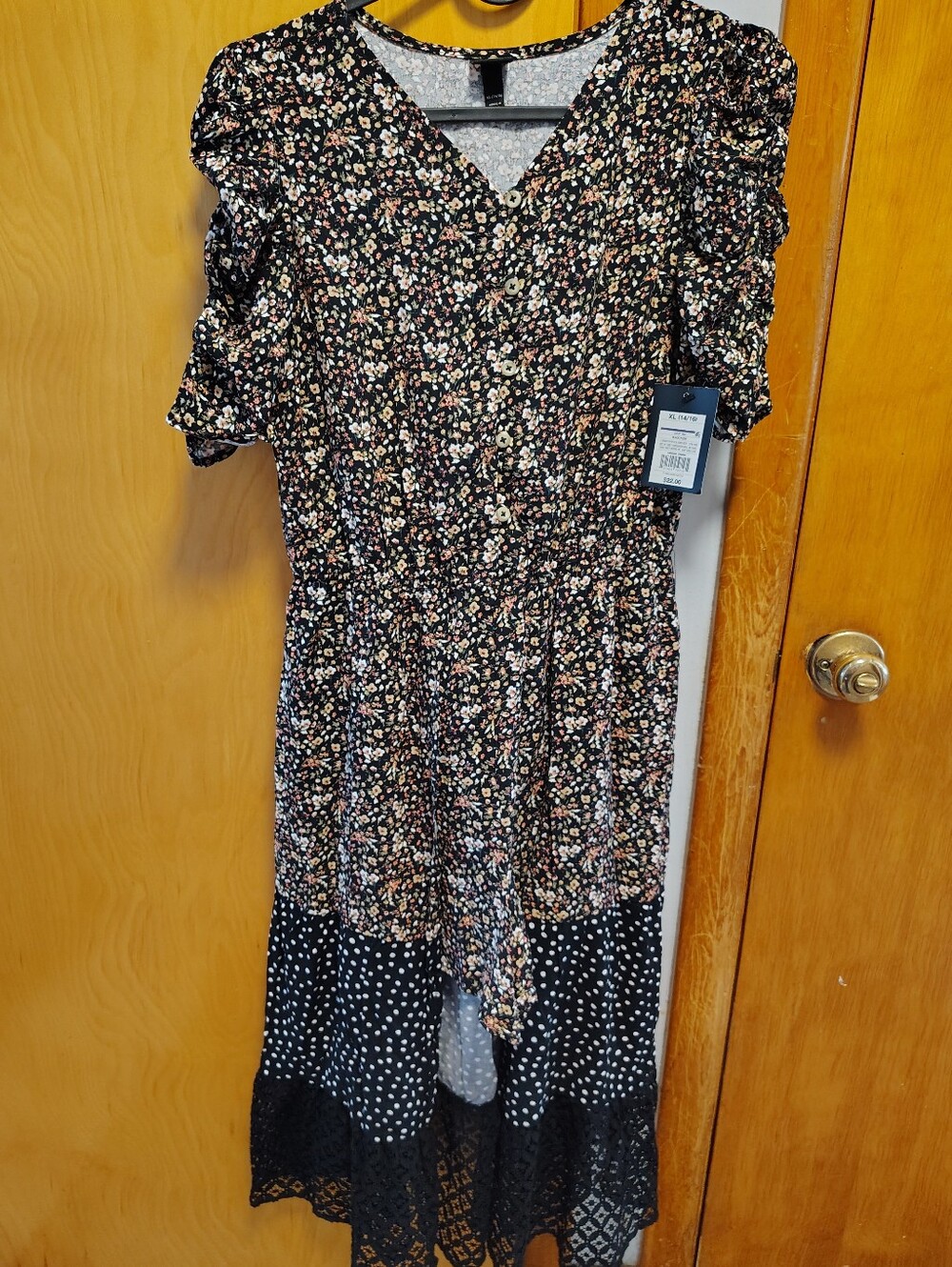 art class Black Floral Button-Front Romper